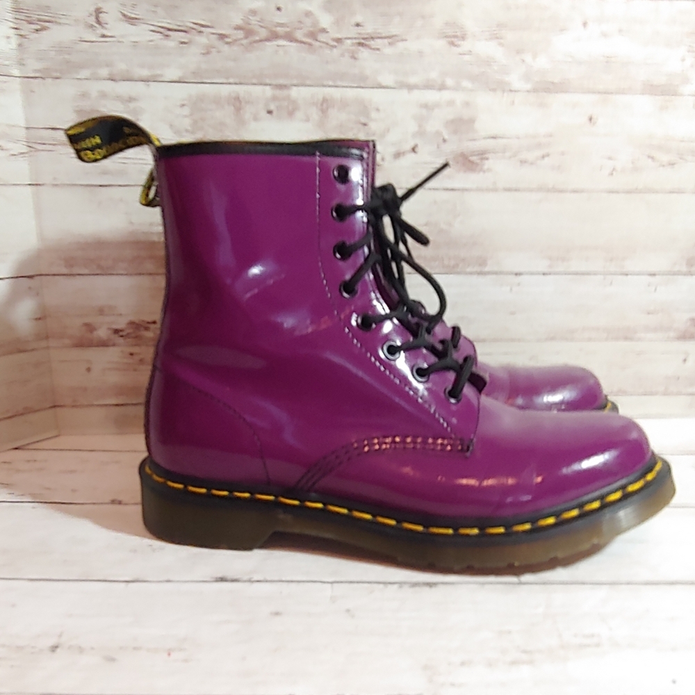 Dr. Marten 1460 8 eye  purple patent boots
